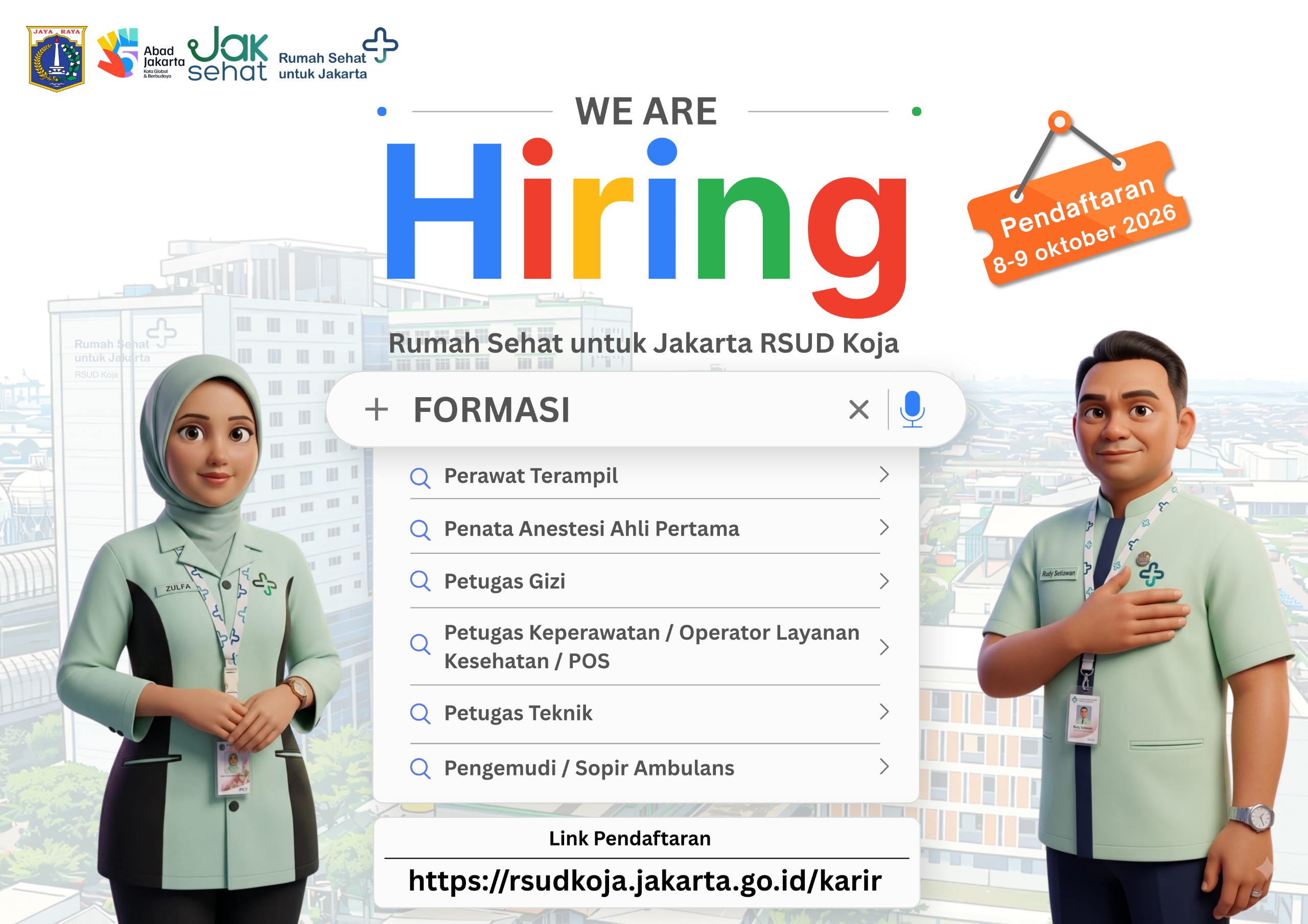 Pengumuman Penerimaan Calon Tenaga Non PNS BLUD RSUD Koja Tahun Anggaran 2026